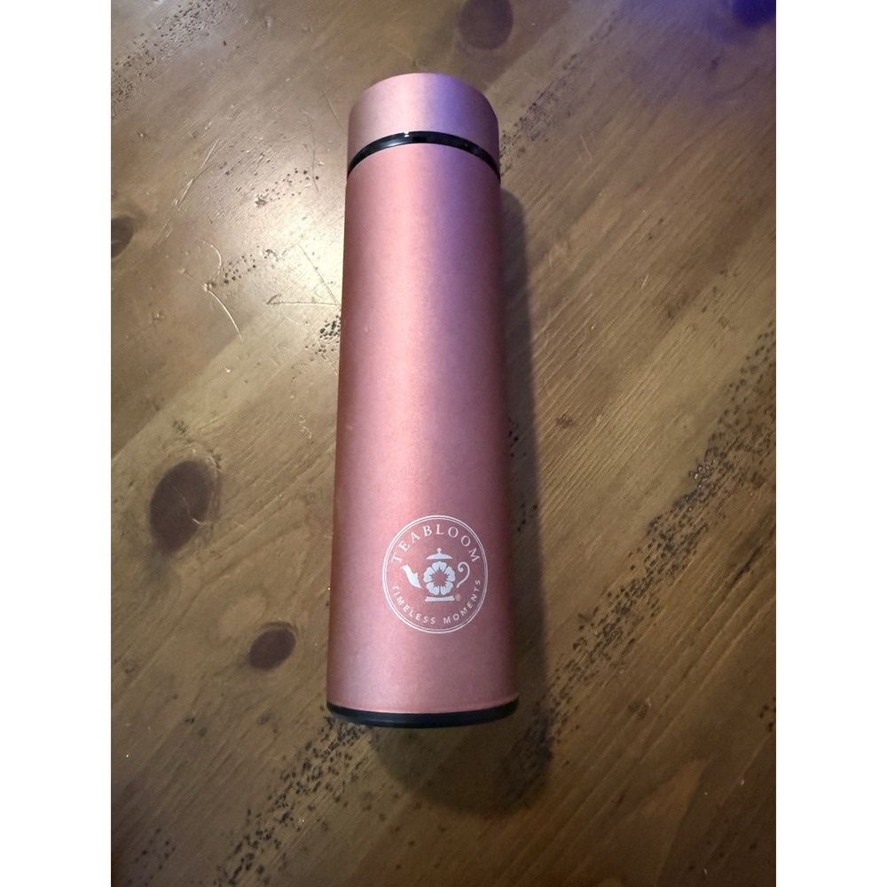 Teabloom Brew Tumbler Travel Flask For Tea Coffee Fruit Water, Rose Gold 16.2 oz